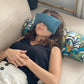 Déhoussable ! Eye pillow - tissu CHANVRE naturel - BLEU